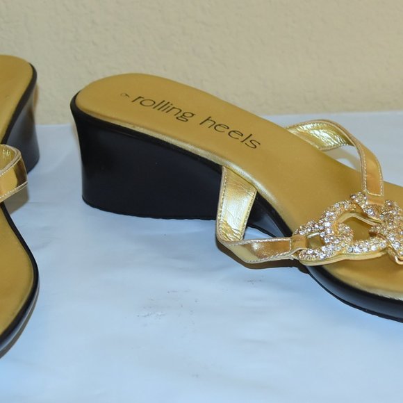 ROLLING HEELS GOLD LAME 2" HEELS - Picture 4 of 6